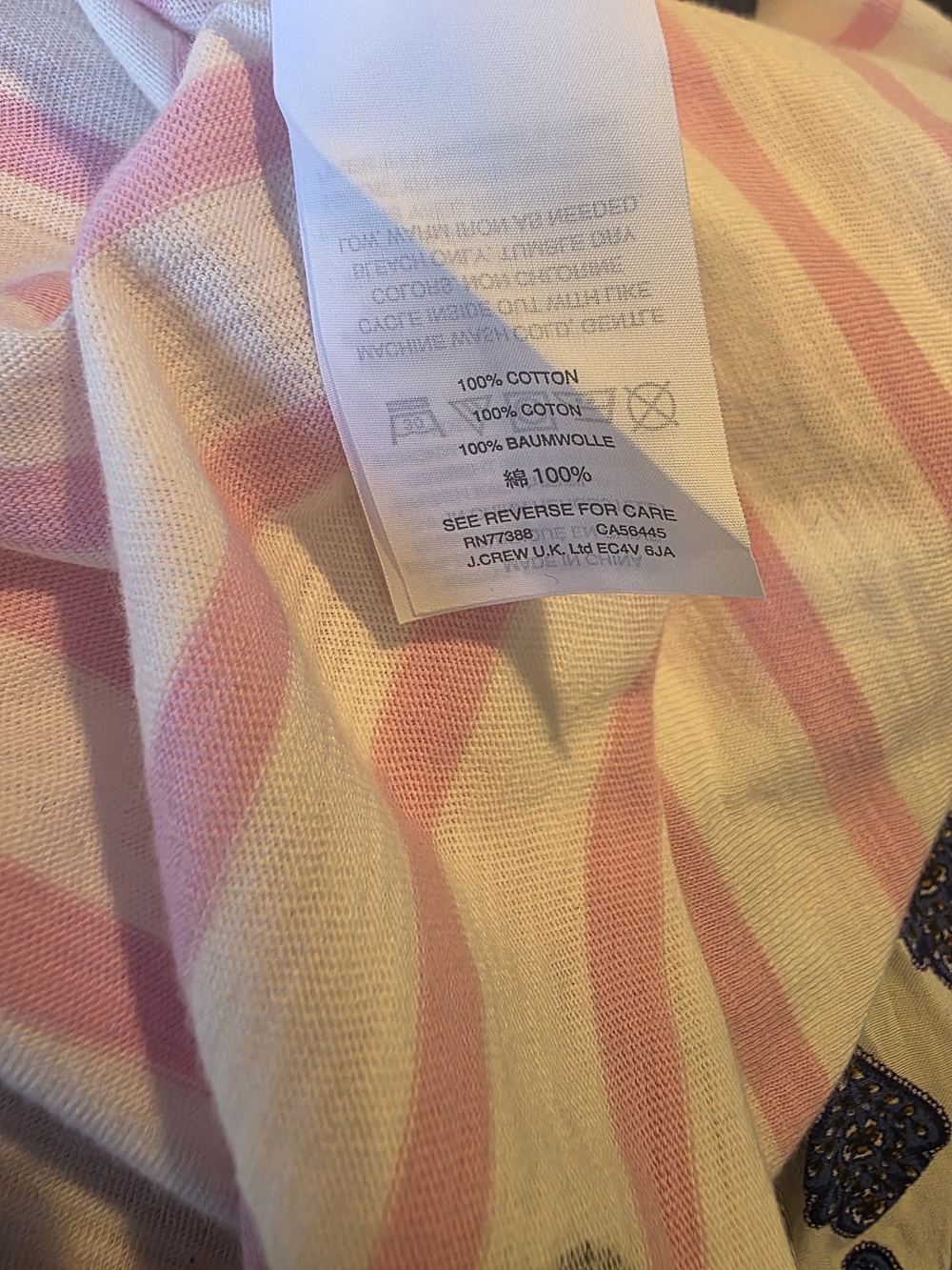 J. Crew Women’s Pink Stripe Long Sleeve Top with Navy Dots - Picture 6 of 6
